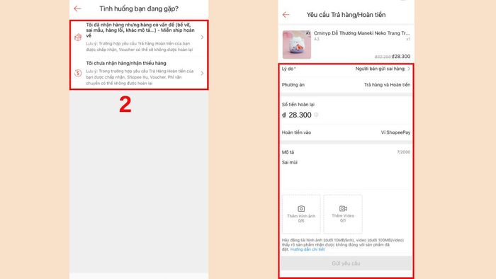 Quy trình trả hàng trên Shopee Mall quốc tế sau khi nhận hàng bước 2