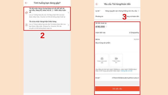 Cách trả hàng Shopee thông thường trong nước sau khi nhận hàng bước 2