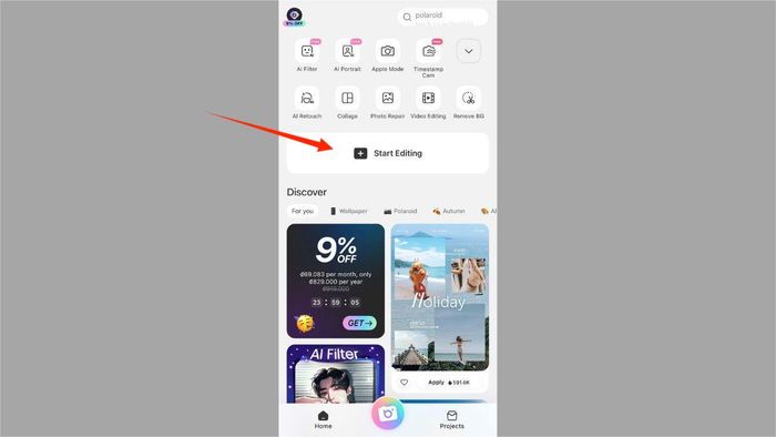 Hướng dẫn xóa người trong ảnh trên iPhone bằng BeautyPlus - bước 1
