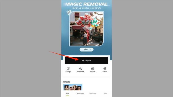 Cách xóa người trong ảnh trên iPhone bằng Xingtu bước 1