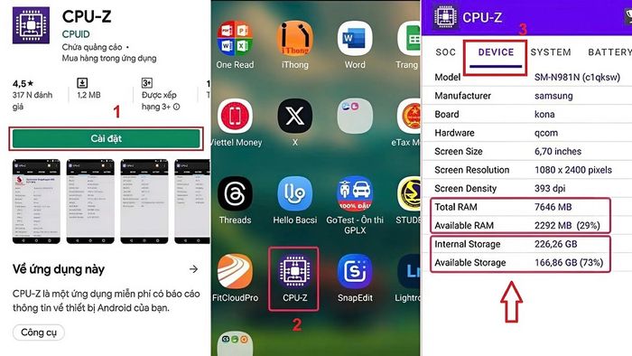 kiểm tra dung lượng Samsung đơn giản bằng CPU-Z