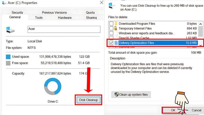 Cách dọn dẹp ổ C và xóa tập tin Optimization Files bước 2