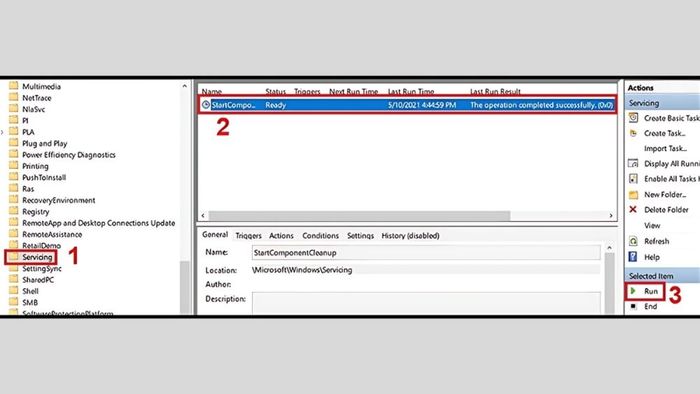 Cách dọn dẹp ổ C giảm kích cỡ của các tập tin trong WinSxS bước 3