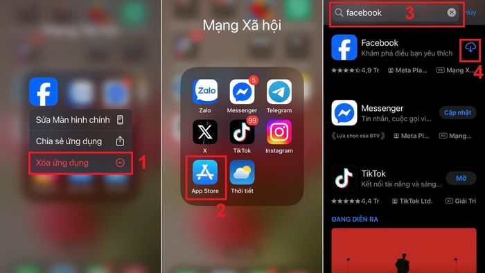 Cách khắc phục lỗi không có chế độ chuyên nghiệp trên Facebook bằng cách tải lại ứng dụng
