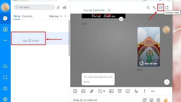 Hướng dẫn gọi video Zalo trên PC, bước 2