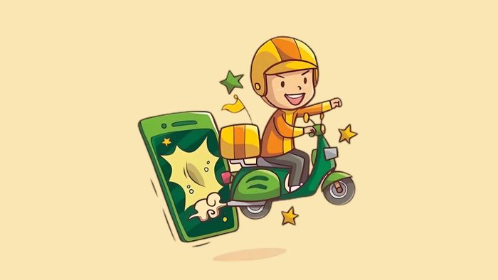 Hình ảnh shipper chibi với biểu cảm sinh động và đáng yêu
