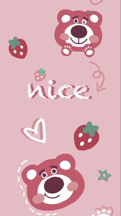 Hình nền điện thoại với gấu dâu dễ thương và đáng yêu