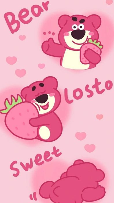 Hình nền với gấu dâu cute cho điện thoại
