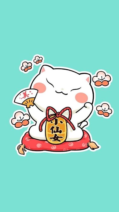 Hình nền mèo thần tài Chibi
