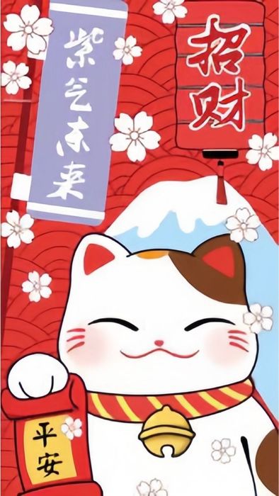 Hình nền mèo thần tài Chibi