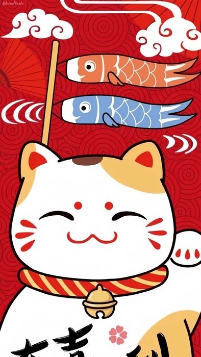 Hình nền mèo thần tài Chibi dễ thương