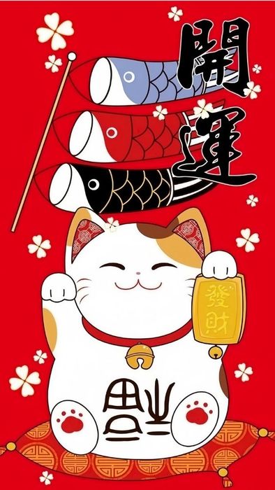 Hình nền mèo thần tài Chibi dành cho điện thoại