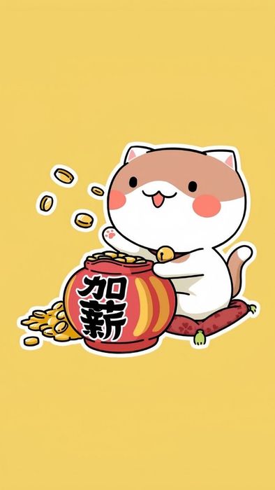 Hình nền mèo thần tài Chibi trên điện thoại