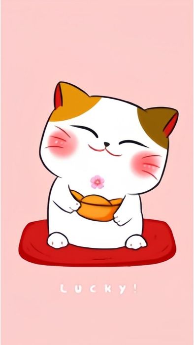 Hình nền mèo thần tài Chibi dễ thương cho điện thoại
