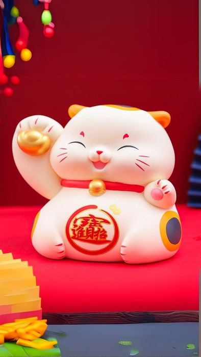 Hình nền mèo thần tài 3D với thiết kế sống động và bắt mắt