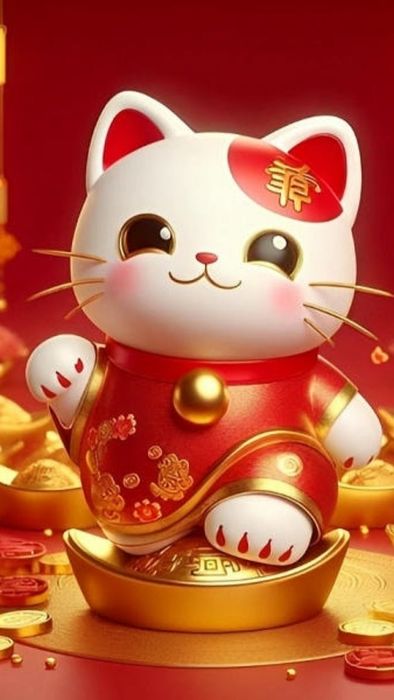 Hình nền mèo thần tài 3D đẹp mắt và độc đáo