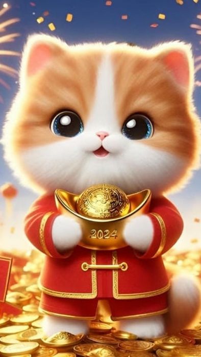 Hình nền mèo thần tài 3D với thiết kế sắc nét và nổi bật