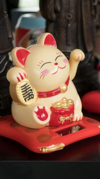 Màu hồng nhẹ nhàng kết hợp cùng hình nền mèo thần tài đáng yêu