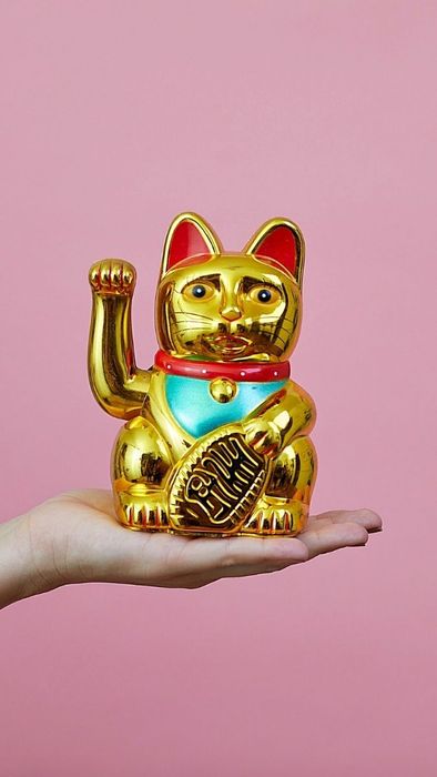 Hình nền mèo thần tài màu hồng dễ thương và đầy quyến rũ