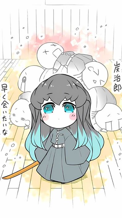 Hình nền Muichirou chibi cực kỳ dễ thương, với nét mặt ngây thơ và đáng yêu.