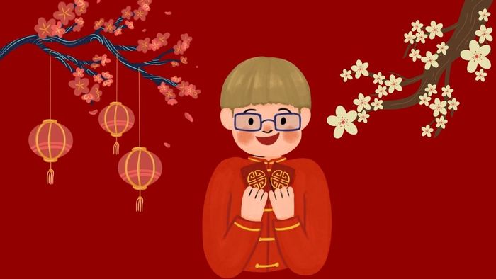 Hình nền Tết phong cách dễ thương dành cho máy tính