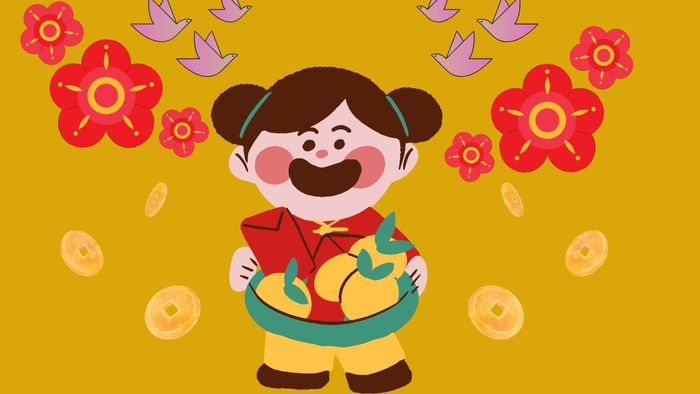 Hình nền Tết phong cách dễ thương dành cho máy tính