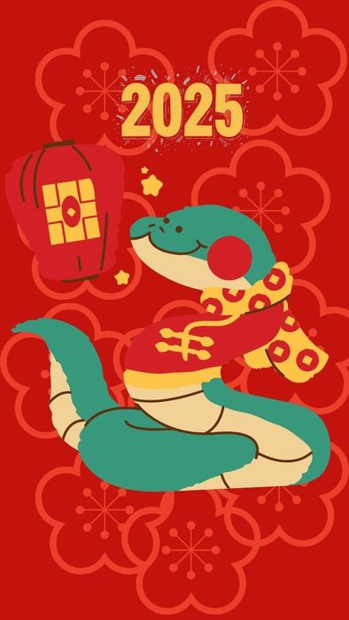 Hình nền điện thoại Tết Ất Tỵ 2025 dễ thương