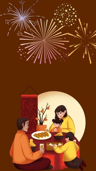 Hình nền điện thoại Tết 2025 sum vầy