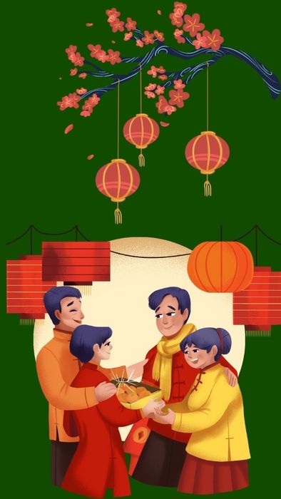 Hình nền điện thoại Tết 2025 sum vầy