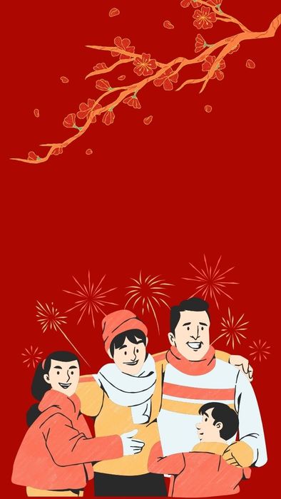 Hình nền điện thoại Tết Ất Tỵ 2025 vui vẻ