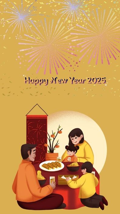 Hình nền điện thoại Tết Ất Tỵ 2025 vui vẻ