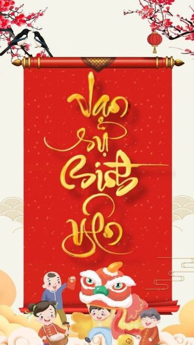 Hình nền thiệp Tết với thiết kế ngộ nghĩnh và dễ thương