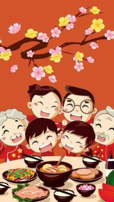 Hình nền thiệp Tết chúc mừng năm mới rực rỡ và tươi sáng