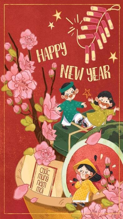 Hình nền thiệp Tết chúc mừng năm mới với phong cách tinh tế