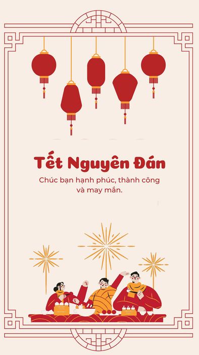 Hình nền thiệp chúc Tết 2025 với thông điệp hạnh phúc
