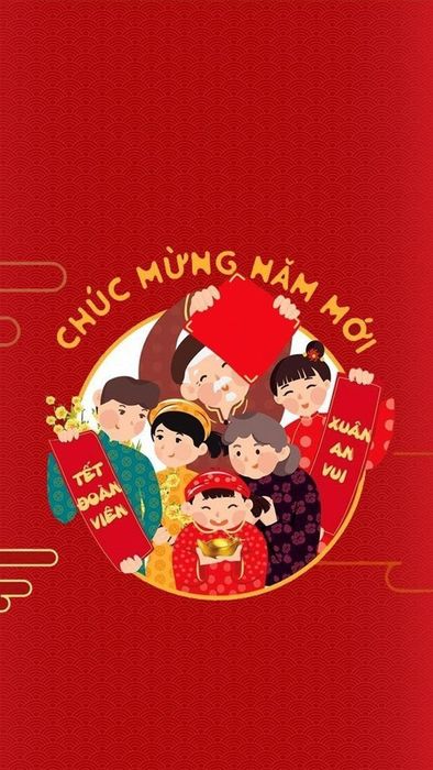 Hình nền thiệp chúc Tết 2025 với thông điệp hạnh phúc