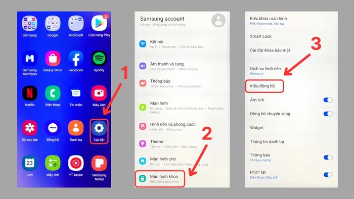 Hướng dẫn cách hiển thị đồng hồ trên màn hình khóa Samsung bước 1