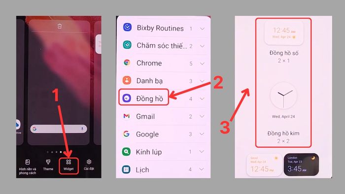 Hướng dẫn cách hiển thị đồng hồ trên màn hình chính Samsung bước 1