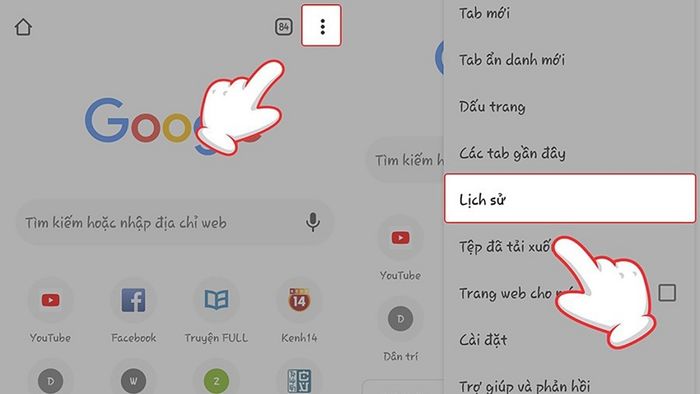 Một cách khắc phục nữa cho lỗi không xem được video trên điện thoại Samsung là xóa cache và cookies, bước 1