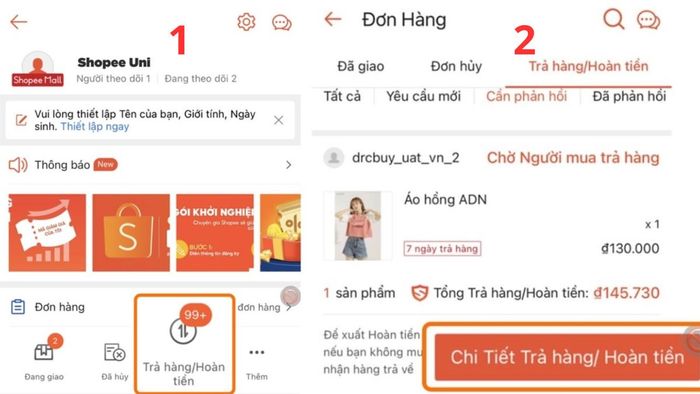 Hướng dẫn bước 2 cách khiếu nại shipper Shopee cho người bán