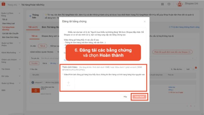 Hướng dẫn bước 3 cách khiếu nại shipper Shopee dành cho người bán