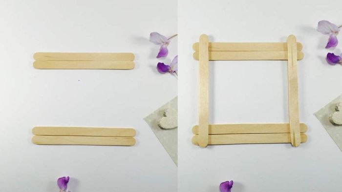 Hướng dẫn làm khung ảnh bằng que kem – Bước 1