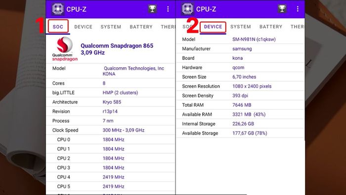 Hướng dẫn kiểm tra thông tin điện thoại Samsung qua ứng dụng CPUz - Bước 2