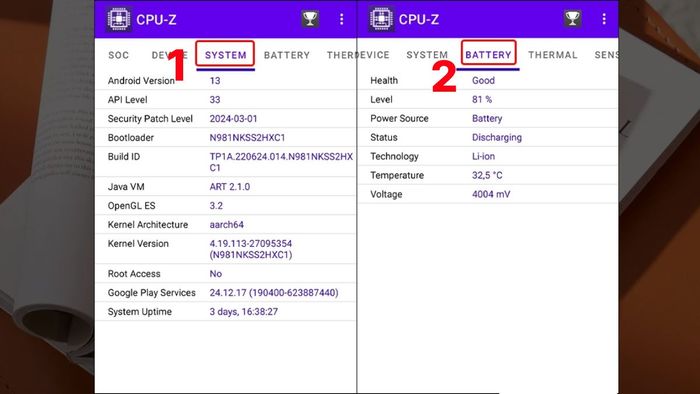Hướng dẫn kiểm tra thông tin điện thoại Samsung qua ứng dụng CPUz - Bước 3