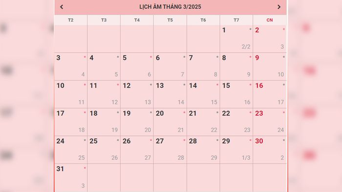 Lịch cắt tóc tháng 3 năm 2025 tuần đầu