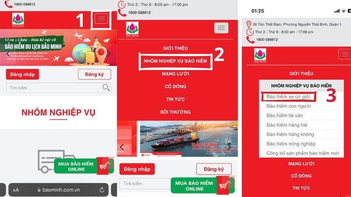 Hướng dẫn thực hiện mua bảo hiểm xe máy trực tuyến tại website công ty bảo hiểm, bước 1