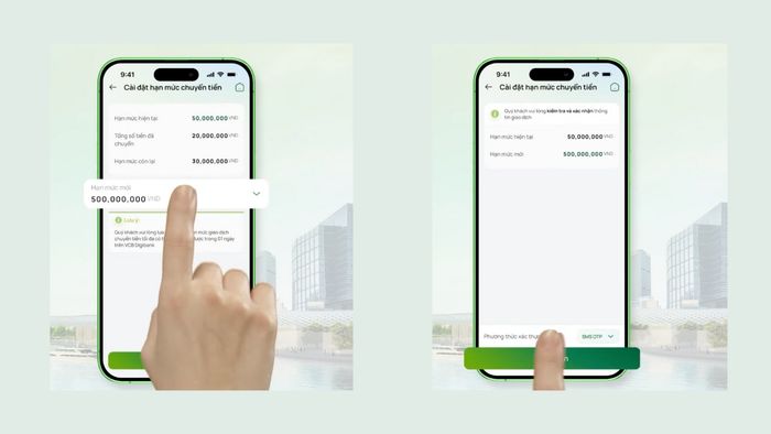 Hướng dẫn nâng hạn mức chuyển tiền Vietcombank - Bước 3