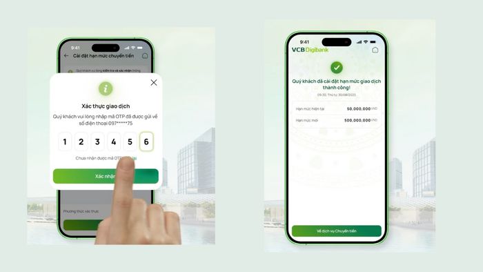 Hướng dẫn nâng hạn mức chuyển tiền Vietcombank - Bước 4