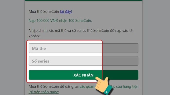 Hướng dẫn nạp tiền SohaGame trực tiếp bằng SohaCoin - Bước 3