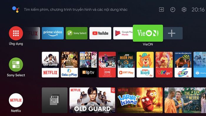 Hướng dẫn nhập mã VieON trên tivi - bước 1
